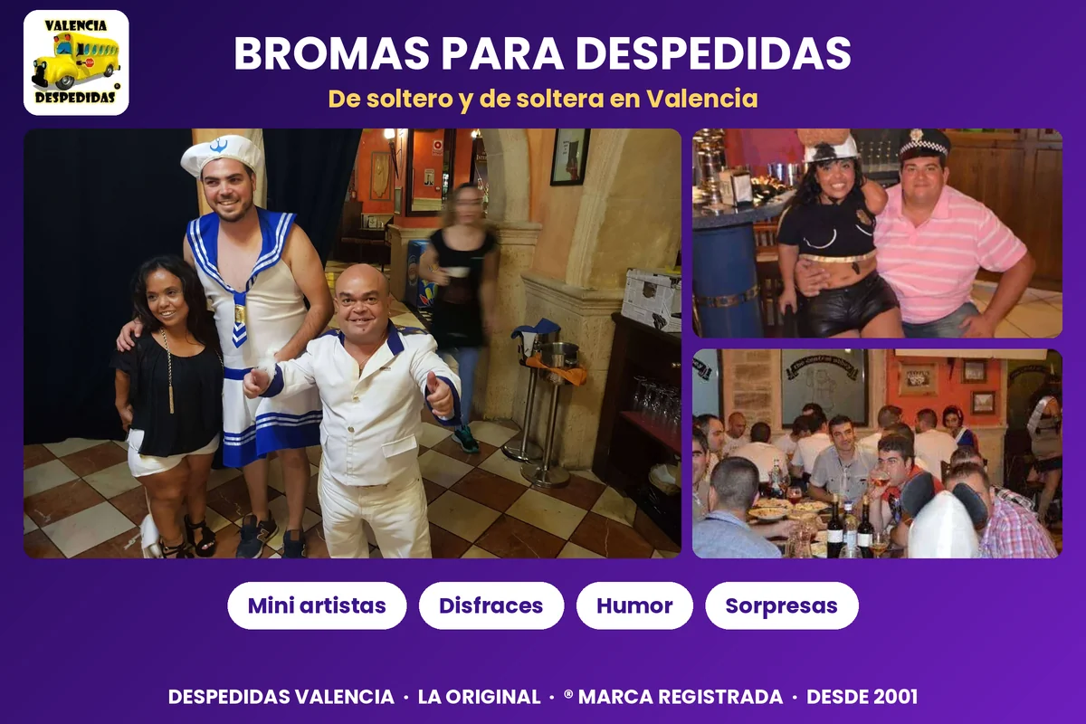 Mini artistas vestidos de marinero y show de humor en una despedida en Valencia