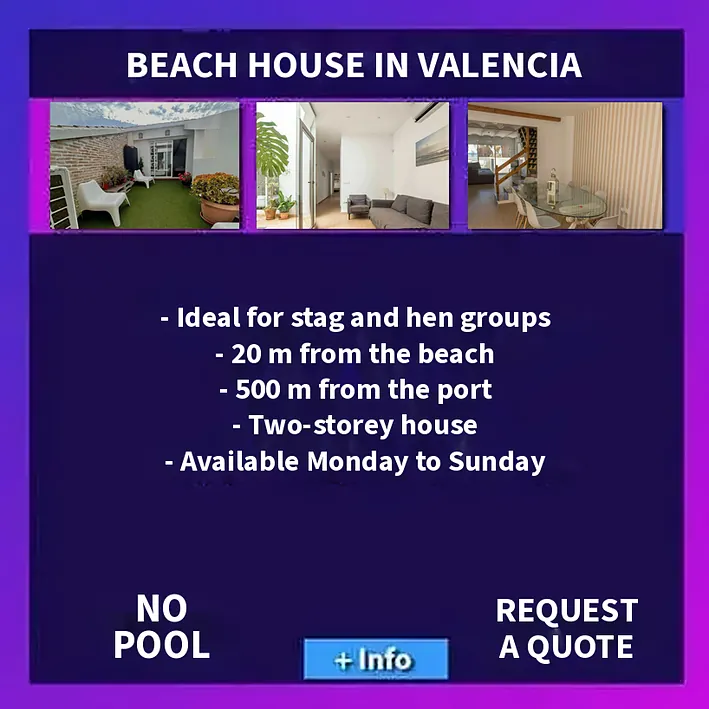 Group villa rental near the beach in Valencia for private Stag and Hen parties