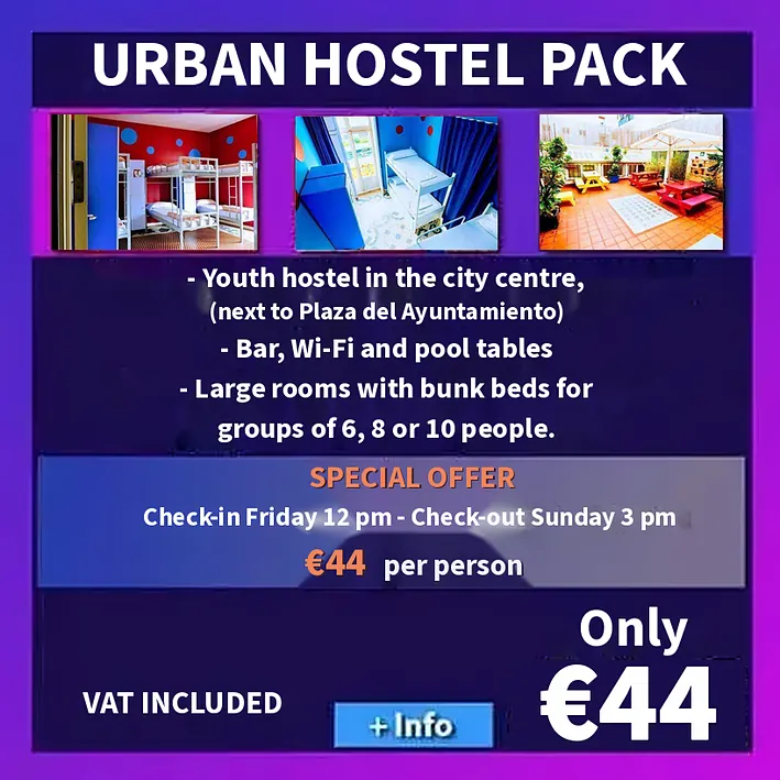 Modern hostel in Valencia for groups with large social areas and central location