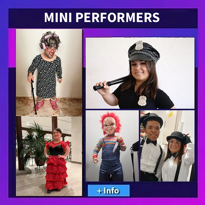 Mini performers and dwarf entertainers for interactive party surprises
