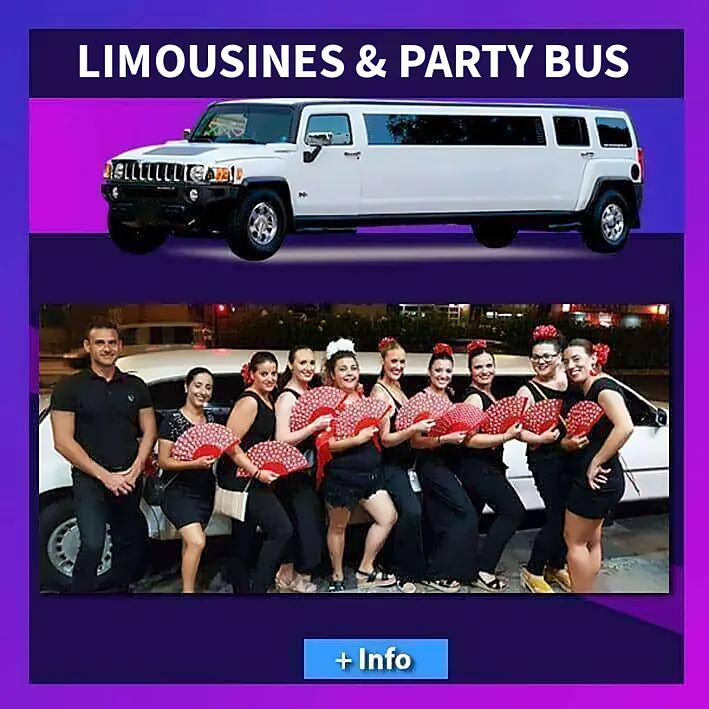 Luxury white limousine hire service for Stag and Hen weekends in Valencia