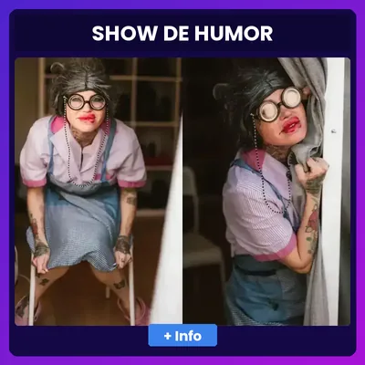 Show de humor con Betty la Fea y la Vieja del Visillo Actriz caracterizada de Betty la Fea y de vieja del visillo en un show de humor para despedidas mixtas