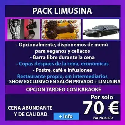 Cena para despedidas con menú completo y opción de salón privado para el grupo