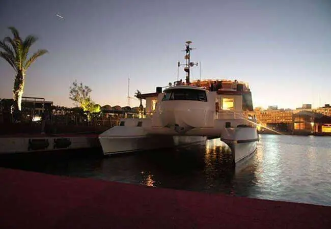 Group enjoying a catamaran party in Valencia Marina